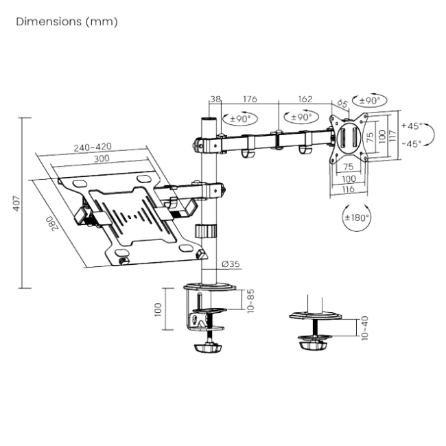 Monitori lauakinnitus kahele monitorile 17