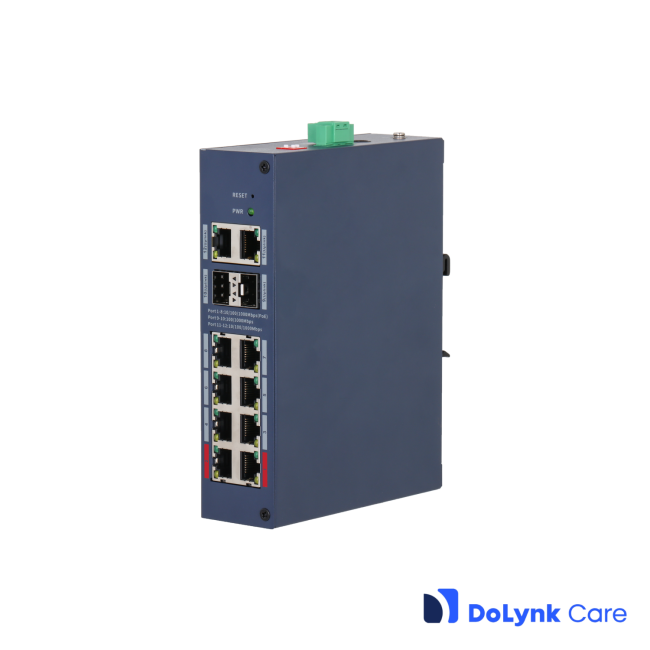 Dahua CHS4212-8GT-110 tööstuslik (Hardened) manageeritav switch • 10*Gbps (8 PoE 110W) + 2*Gbps SFP CHS4212-8GT-110