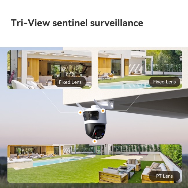 Imou Cruiser Triple kolm ühes Wi-Fi IP kaamera • 3MP+3MP fikseeritud + 5MP pöördkaamera IPC-S7UP-11M0WED