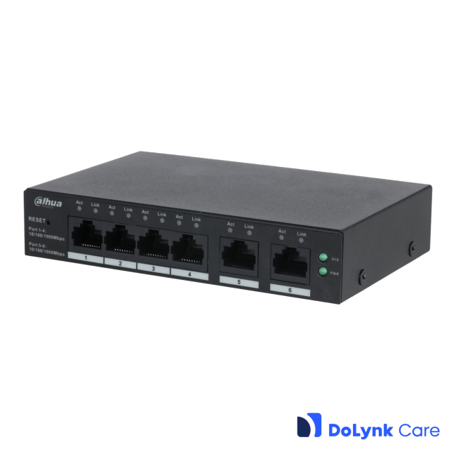 Dahua CS4006-4GT DoLynk Care manageeritav switch • 4*Gbps PoE + 2*Gbps CS4006-4GT