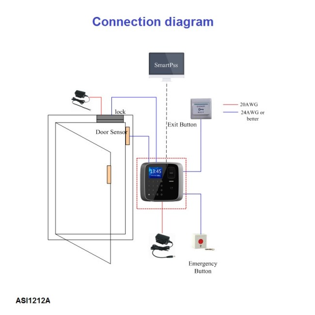 Dahua ASI1212A(V2) läbipääsusüsteemi ühe ukse standalone kontroller + kaardilugeja + sõrmejälje luge ASI1212A(V2)
