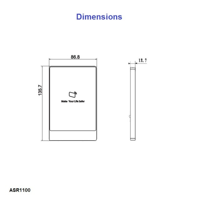 Dahua ASR1101A 13.56MHz(Mifare) PIN Pad-ga kaardilugeja alumiiniumist raamiga • IP55 • RS485