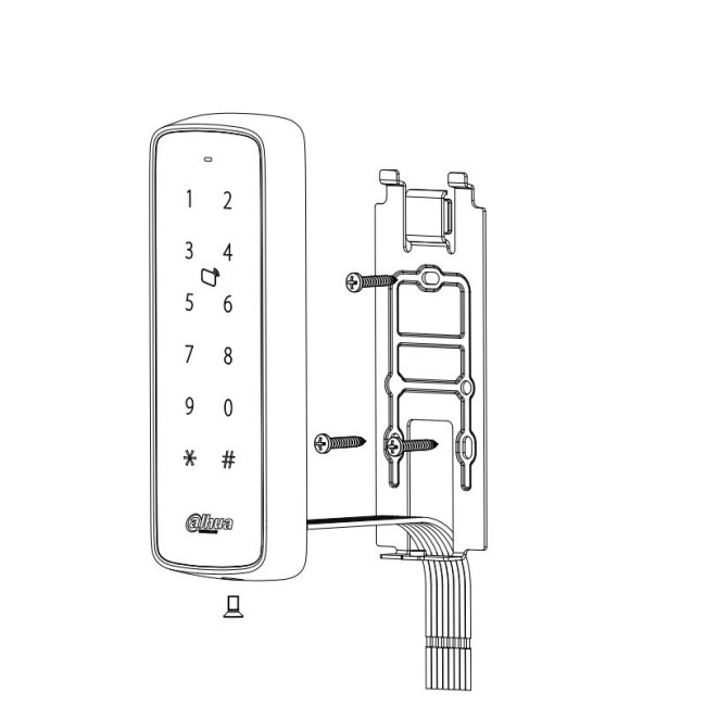 Dahua ASR1201D RFID PIN-pad kaardilugeja • 13.56MHz(Mifare) • IP65 • Wiegand34/26 • RS485 ASR1201D