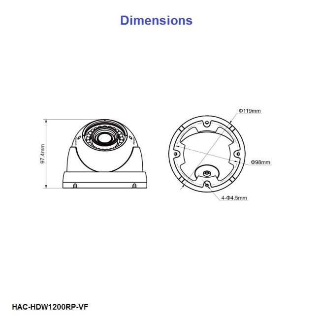 Dahua 2MP Lite seeria HDCVI TVI AHD CVBS kerakaamera • IP67 • IR30m • 2.7-12mm • metallkorpus