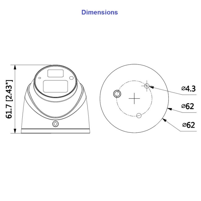 Dahua HAC-HDW1220G 2MP miniatuurne HDCVI kerakaamera • IP67 IR20m 3.6mm(82.8°) musta värvi HAC-HDW1220G-0360B