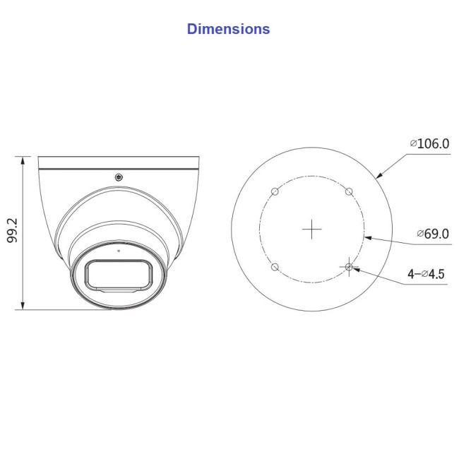 Dahua HAC-HDW2802T-A-0280B 8MP Pro seeria HDCVI kerakaamera • IP67 • IR50 • 2.8mm(110°) HAC-HDW2802T-A-0280B