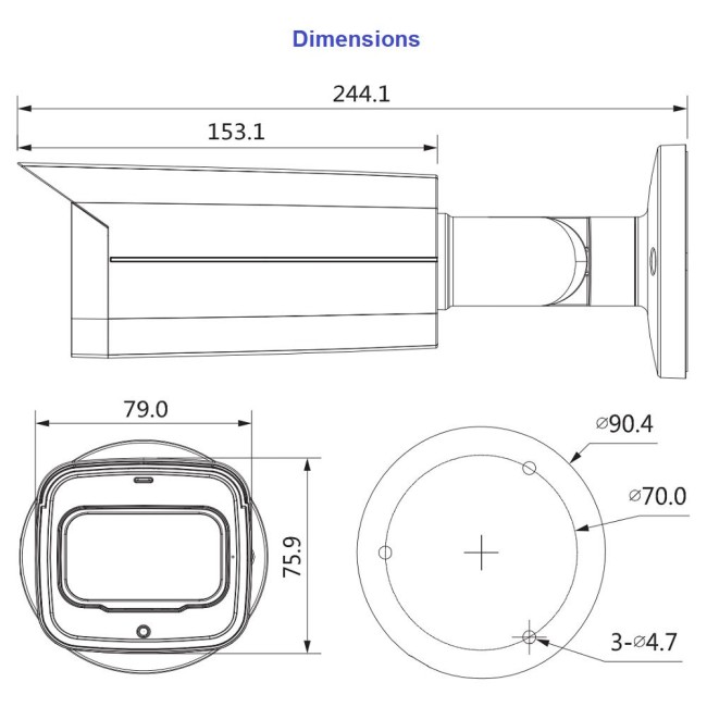 Dahua HAC-HFW2802T-A-I8-0360B 8MP Pro seeria HDCVI torukaamera • IP67 • IR80m • 3.6mm(87°) HAC-HFW2802T-A-I8-0360B