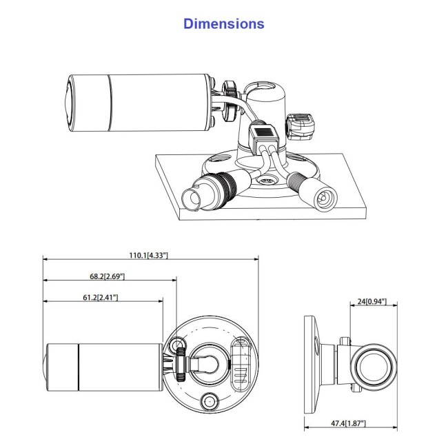 Dahua HAC-HUM1220G-B-0280B 2MP HDCVI miniatuurne pulkkaamera • 2.8mm (109.4°) IP67