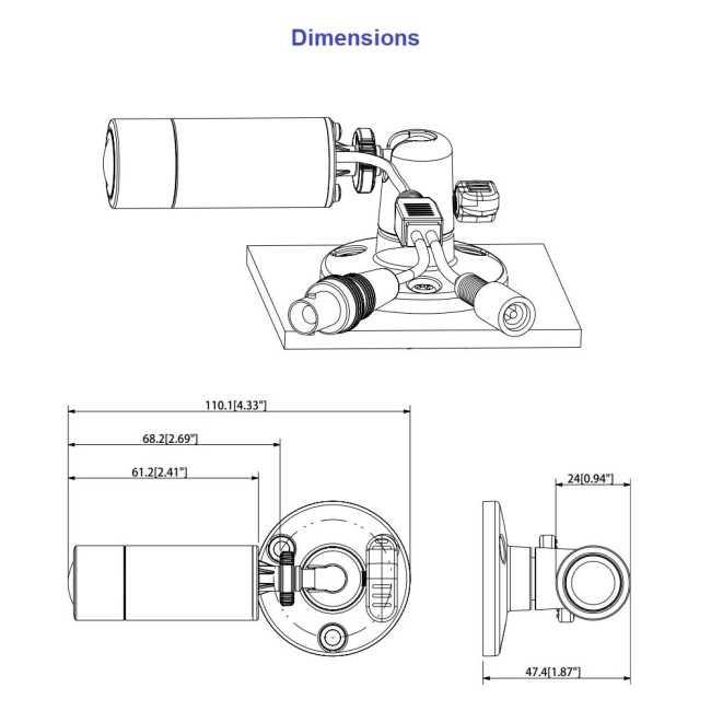 Dahua HAC-HUM1220G-B-0280B 2MP HDCVI miniatuurne pulkkaamera • 2.8mm (109.4°) IP67 HAC-HUM1220G-B-0280B