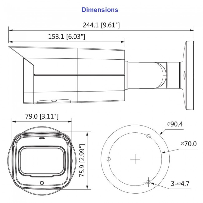 Dahua IPC-HFW5541T-ASE 5MP IP torukaamera • ePoE WDR IVS-AI IR80m I/O audio 3.6mm(84°) IPC-HFW5541T-ASE-0360B