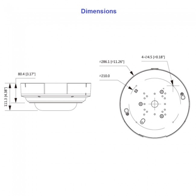 Dahua IPC-PDBW5831-B360 4*2MP kuppelkaamera • IR30m WDR140 I/O audio 2.7-12mm IPC-PDBW5831-B360-E4-2712