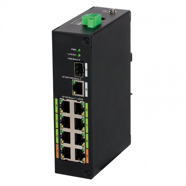 Dahua LR2110-8ET-120 ePoE switch • PoE 8*100Mbps + 1000Mbps Base-T + 1000Mbps Base-X LR2110-8ET-120