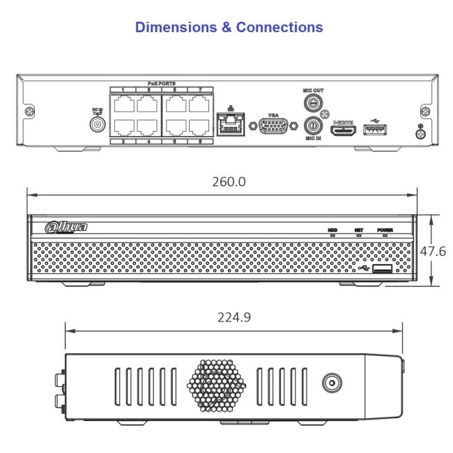Dahua NVR2108HS-8P-4KS2 Lite seeria 8 kanaliga IP salvesti • 80Mbps 8MP HDMI+VGA 1HDD 8PoE Dahua NVR2108HS-8P-4KS2 Lite seeria 8 kanaliga IP salvesti • 80Mbps 8MP HDMI+VGA 1HDD 8PoE