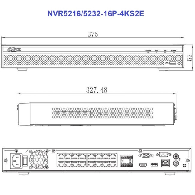 Dahua NVR5232-16P-4KS2E 32 kanaliga Pro 4K IP salvesti • 8ePoE/16PoE 320Mbps 12MP 2HDD 1U Dahua NVR5232-16P-4KS2E 32 kanaliga Pro 4K IP salvesti • 8ePoE/16PoE 320Mbps 12MP 2HDD 1U