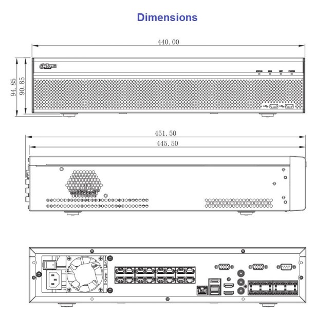 Dahua NVR5816-16P-4KS2E Pro seeria 4K IP salvesti 16IN 16(8e)PoE 320Mbps 12MP 2HDMI 2VGA 8HDD 2U Dahua NVR5816-16P-4KS2E Pro seeria 4K IP salvesti 16IN 16(8e)PoE 320Mbps 12MP 2HDMI 2VGA 8HDD 2U