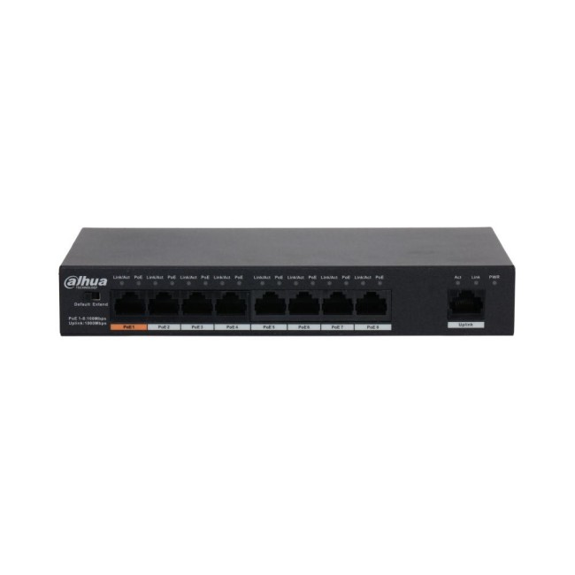 Dahua PFS3009-8ET1GT-96-V2 mittemanageeritav 8 PoE pordiga switch • 96W PFS3009-8ET1GT-96-V2