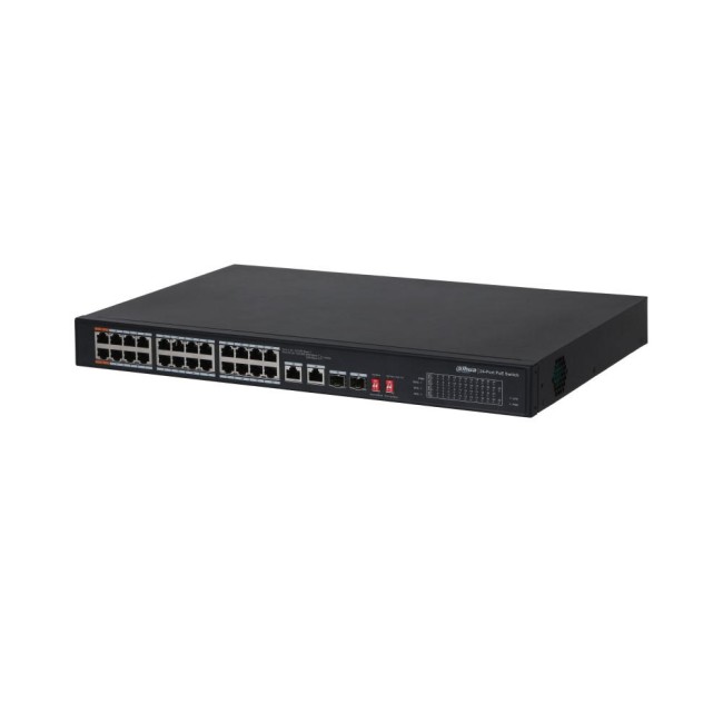 Dahua PFS3226-24ET-240 mittemanageeritav switch • PoE 24*100Mbps + 2*1000Mbps + 2*1000Mbps Base-X • PFS3226-24ET-240
