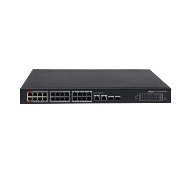 Dahua PFS3228-24GT-360 mittemanageeritav switch • PoE 24*Gbps + 2+2*Gbps combo • 360W Dahua PFS3228-24GT-360 mittemanageeritav switch • PoE 24*Gbps + 2+2*Gbps combo • 360W