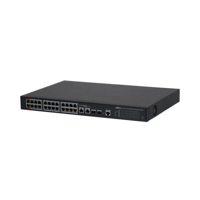 Dahua PFS4226-24GT2GF-360-V2 manageeritav switch • PoE 24*Gbps + 2*Gbps combo • 360W Dahua PFS4226-24GT2GF-360-V2 manageeritav switch • PoE 24*Gbps + 2*Gbps combo • 360W