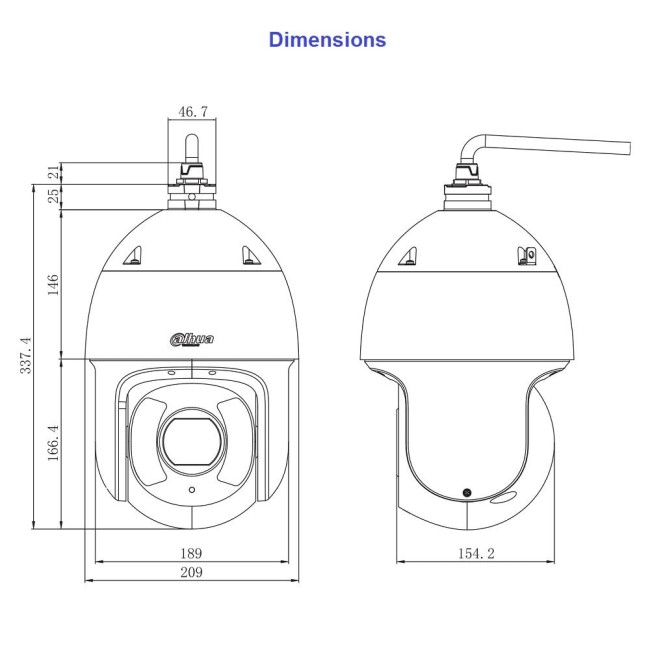 Dahua SD6AL445XA-HNR-IR 4MP IP WizMind PTZ kaamera • 45*s IR300m Auto-Tracking Wiper SD6AL445XA-HNR-IR