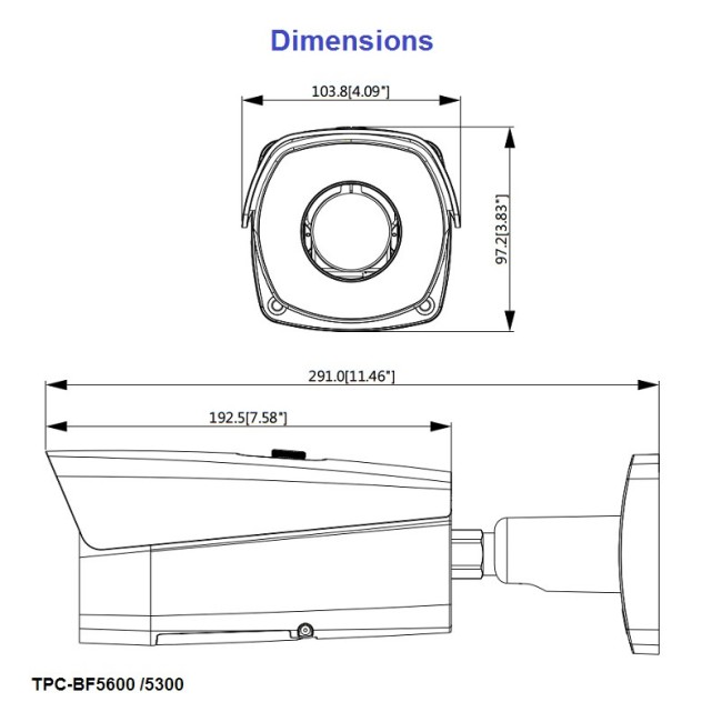 Dahua 5 seeria termokaamera bullet 336*256 19mm uncooled sensor, athermalised lens TPC-BF5300-A19