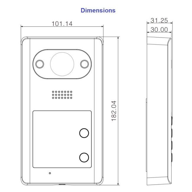 Dahua VTO3211D-P2-S2 IP villa video-fonosüsteemi kutsepaneel • 2 nuppu 2MP 140° 48V PoE /12V VTO3211D-P2-S2