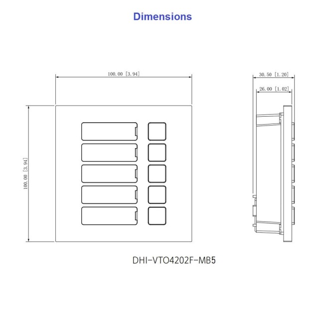 Dahua VTO4202F-MB5 5 nupuga moodul modulaarsele VTO4202F-X video-fonosüsteemile (täismõõdus)