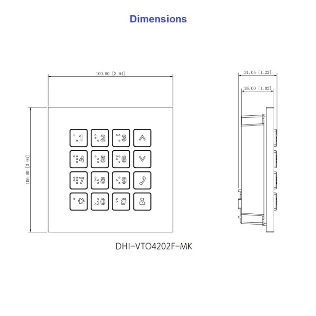 Dahua VTO4202F-MK sõrmistiku moodul modulaarsele VTO4202F-X video-fonosüsteemile (täismõõdus)