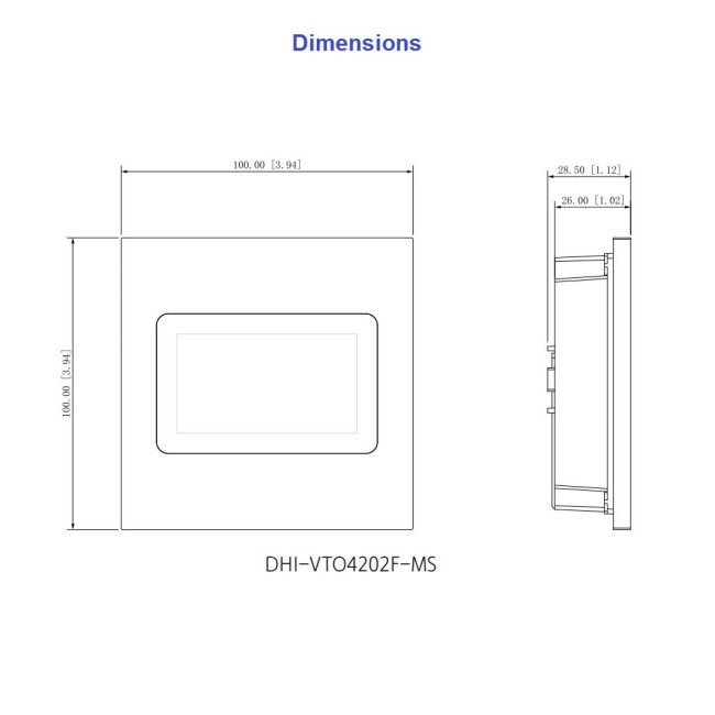 Dahua VTO4202F-MS ekraani moodul modulaarsele VTO4202F-X video-fonosüsteemile (täismõõdus)