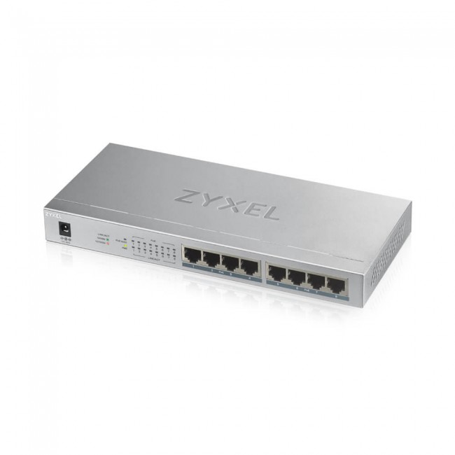 ZyXEL GS1008HP 8 Gigabit pordiga mittemanageeritav switch • 8 PoE+ (30W) porti, kokku 60W