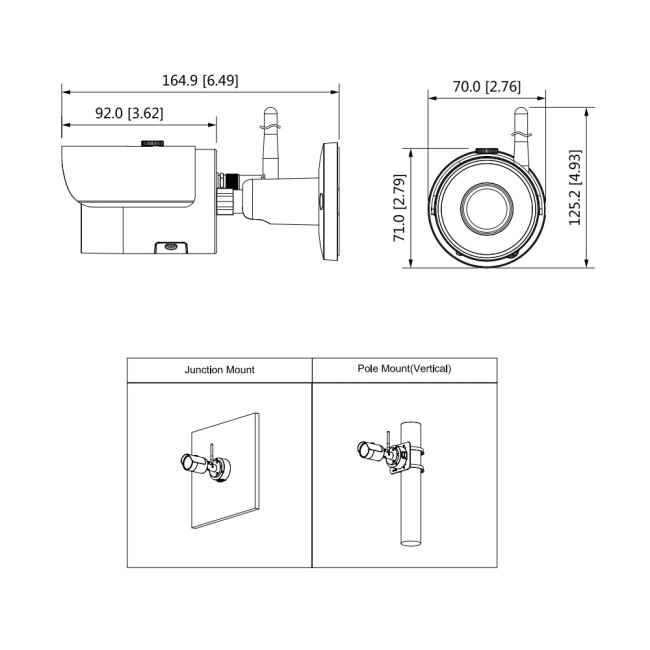 Dahua IPC-HFW1435S-W-0280B-S2 4MP IP Wi-Fi kaamera • 2.8mm (97°) IR30m 2.4GHz IPC-HFW1435S-W-0280B-S2