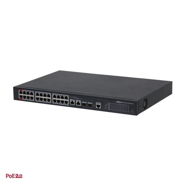 Dahua PFS4226-24ET-240-V3 manageeritav switch • PoE 24*100Mbps + 2*1000Mbps combo • 240W PFS4226-24ET-240-V3