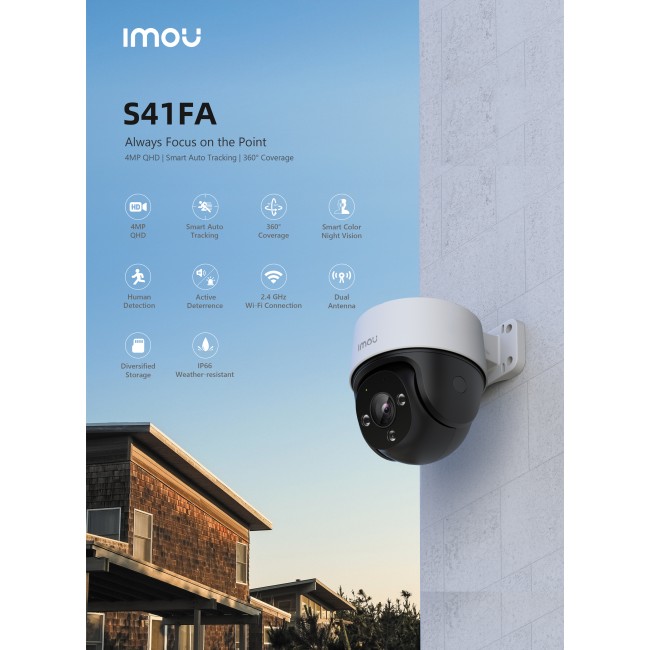 Imou IPC-S41FAP 4MP IP PoE PT kaamera • mikrofon 3.6mm(79°) IR30m 12V FullColor IPC-S41FAP-IMOU