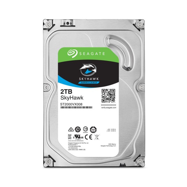 Seagate SkyHawk ST2000VX015 2TB videovalve kõvaketas • SATA 6GB/s 180MB/s 256MB 3,5" 3.7W ST2000VX015