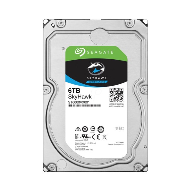 Seagate SkyHawk ST6000VX001 6TB videovalve kõvaketas • SATA 6GB/s 180MB/s 256MB 3,5" 5W ST6000VX001