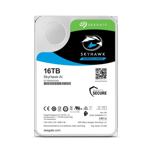 Seagate SkyHawk ST16000VE000 16TB videovalve kõvaketas • SATA 6GB/s 250MB/s 256MB 3,5