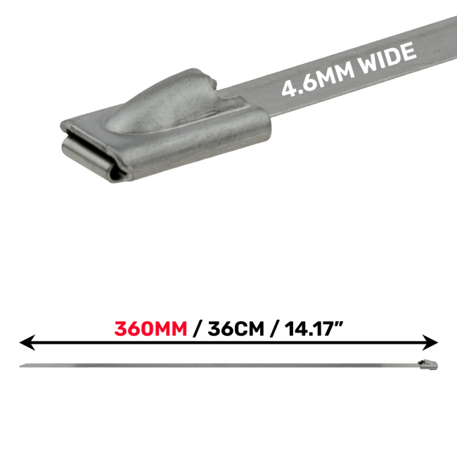 Roostevabast terasest kaabliside-kinnitusklamber • 4.6*360mm, kuulkinnitus, pakendis 25 tükki TS1446360