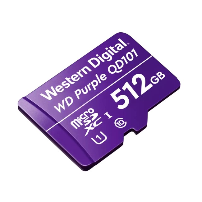 Western Digital Purple QD101 WDD512G1P0C 512GB microSD mälukaart spetsiaalselt turvakaameratele WDD512G1P0C