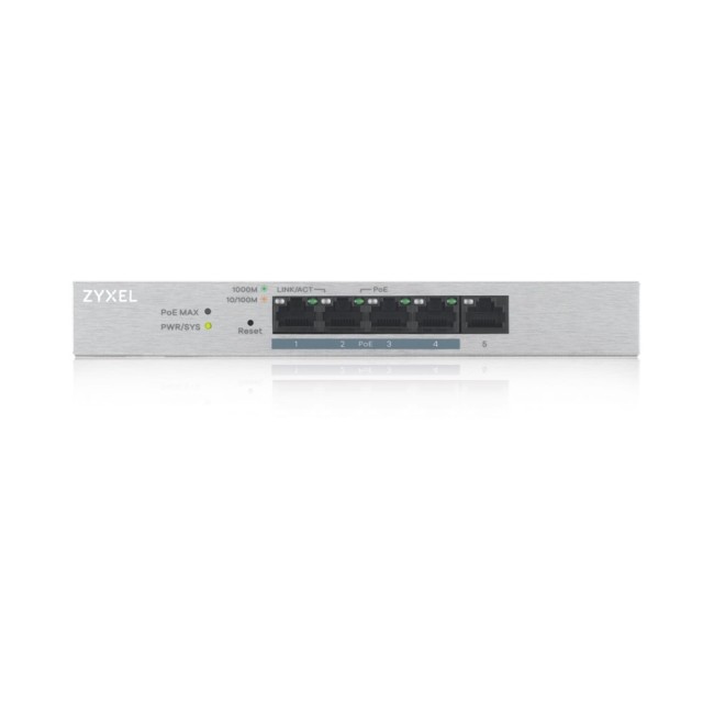 ZyXEL GS1200-5HP-EU0101F 5 Gigabit pordiga manageeritav switch • 4 PoE+ (30W) porti, kokku 60W ZyXEL GS1200-5HP-EU0101F 5 Gigabit pordiga manageeritav switch • 4 PoE+ (30W) porti, kokku 60W