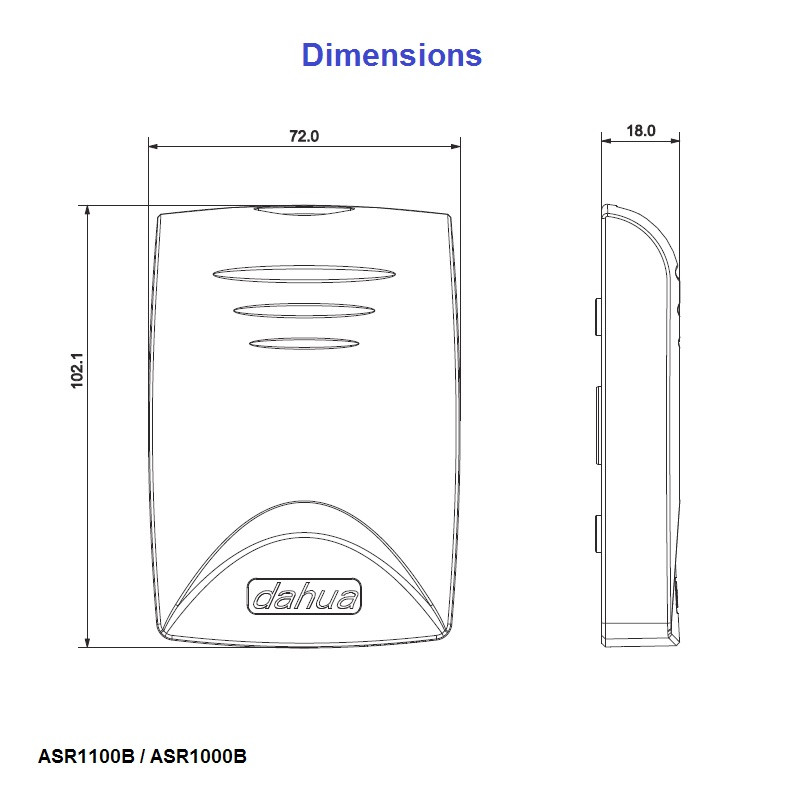 Dahua ASR1100B RS485 13.56MHz(Mifare) ilmastikukindel kaardilugeja IP67 – pilt 2