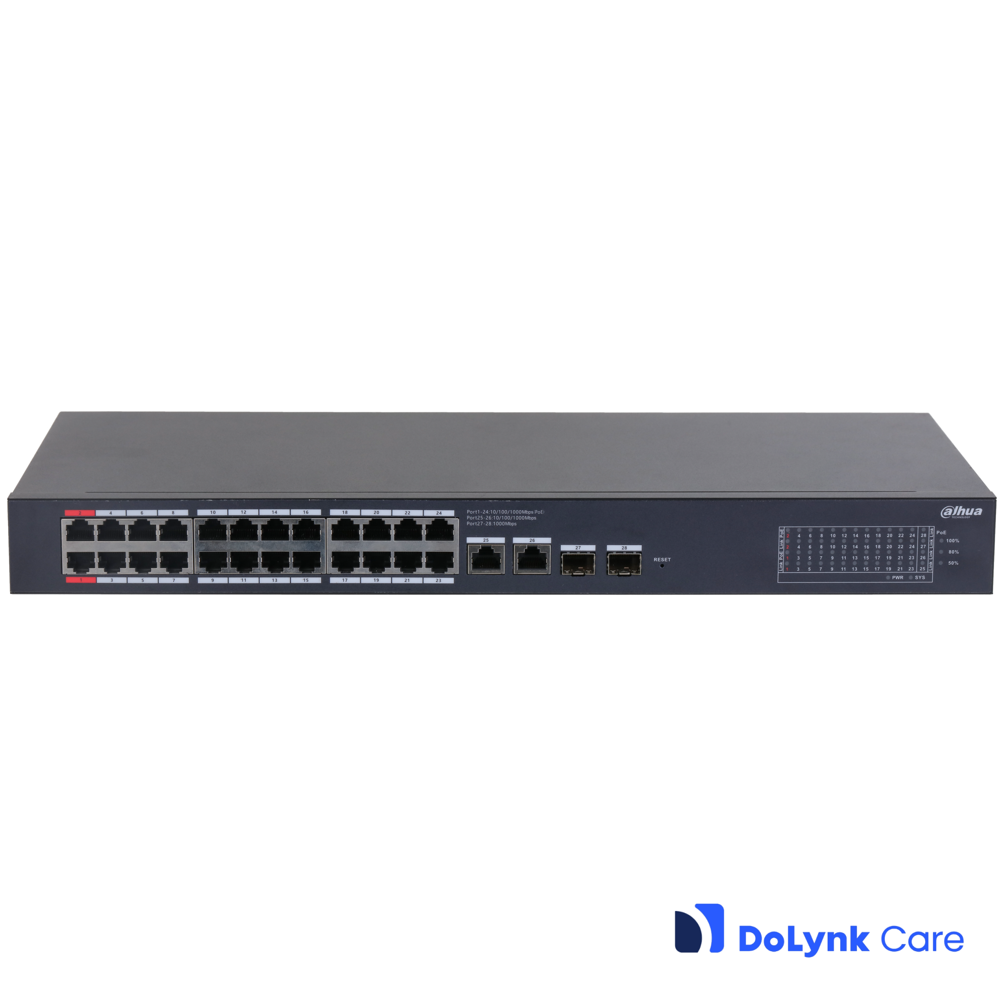 Dahua CS4228-24GT-375 28-Port Cloud Managed Desktop Gigabit Switch with 24-Port PoE – pilt 2