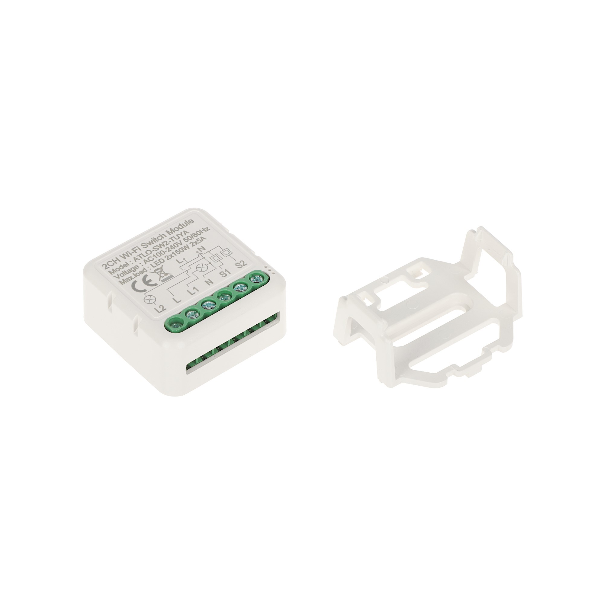 TUYA miniatuurne LED lambi nuti lüliti kahe kanaliga 2*5A, Wi-Fi 2.4 GHz 100-240V sisetingimustesse – pilt 2