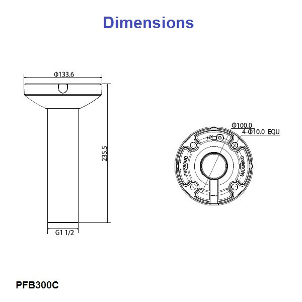 Dahua kuppelkaamerate laekinnitus PFB300C – pilt 2