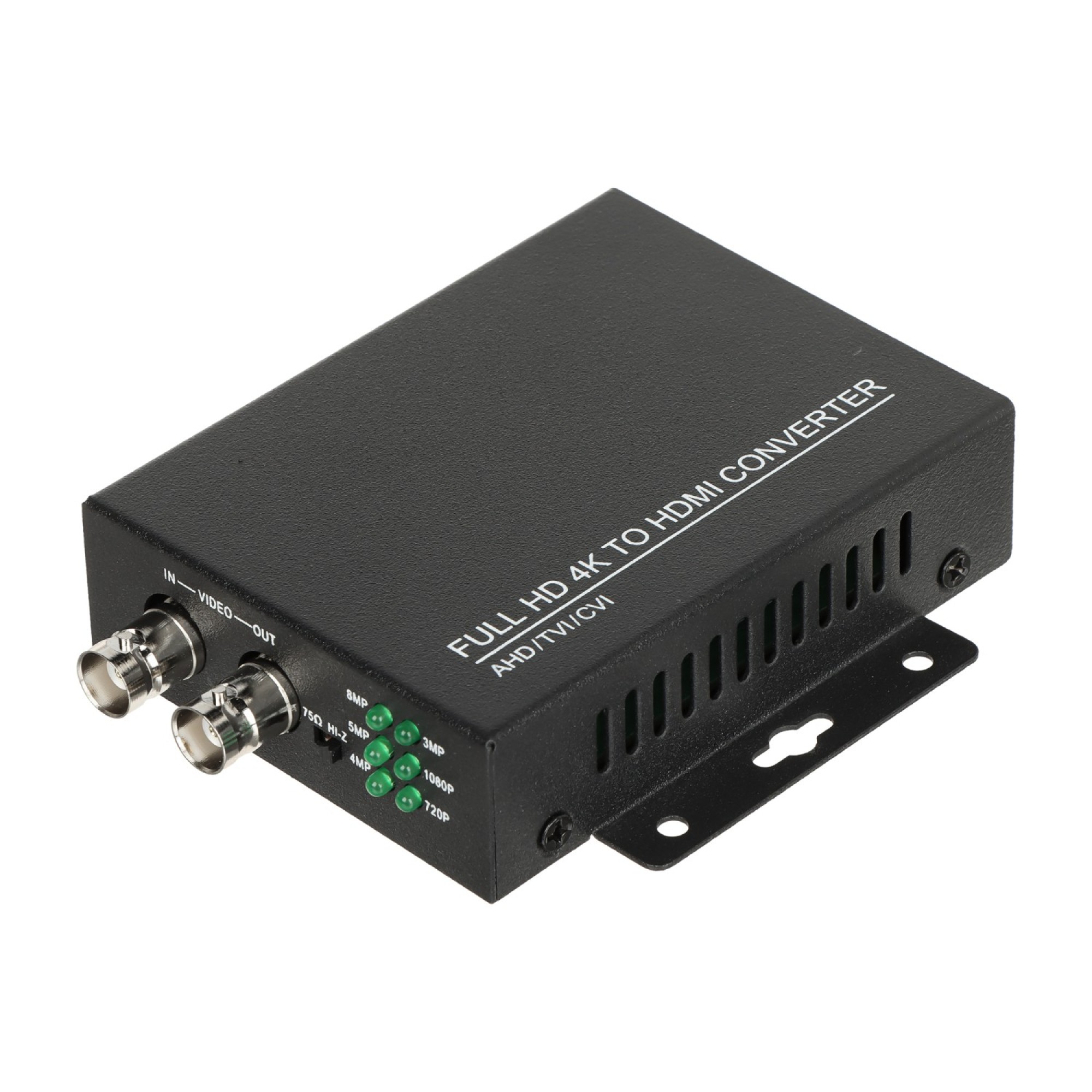 TVI/CVI/AHD/CVBS  HDMI videomuundur kuni 8MP kaameratele, out 1 x HDMI 1080p, out kuni 4K, läbijooks