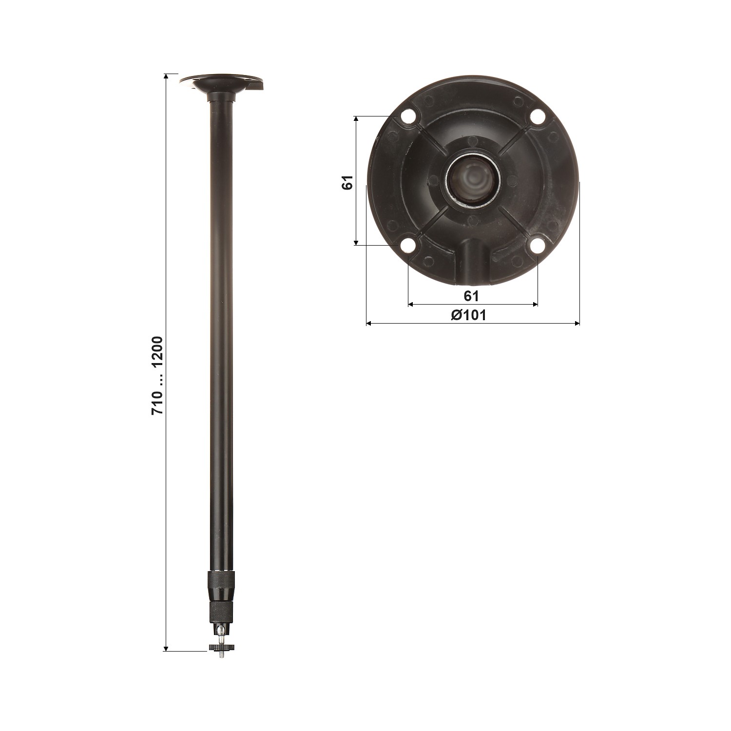 Telescopic Ceiling Mount L=600-1200mm – pilt 2