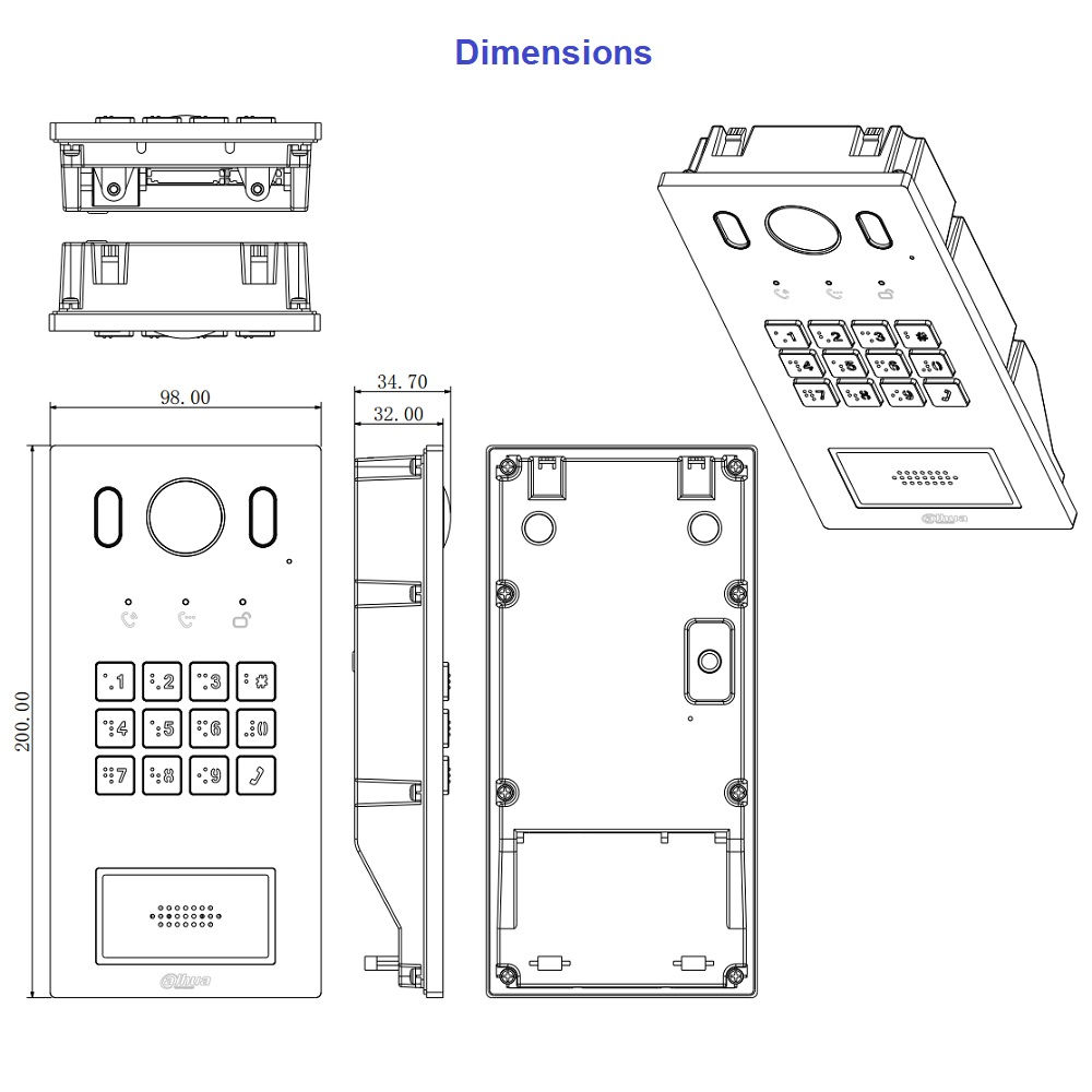 Dahua VTO3221E-P IP video-fonosüsteemi välipaneel nuppudega – pilt 2