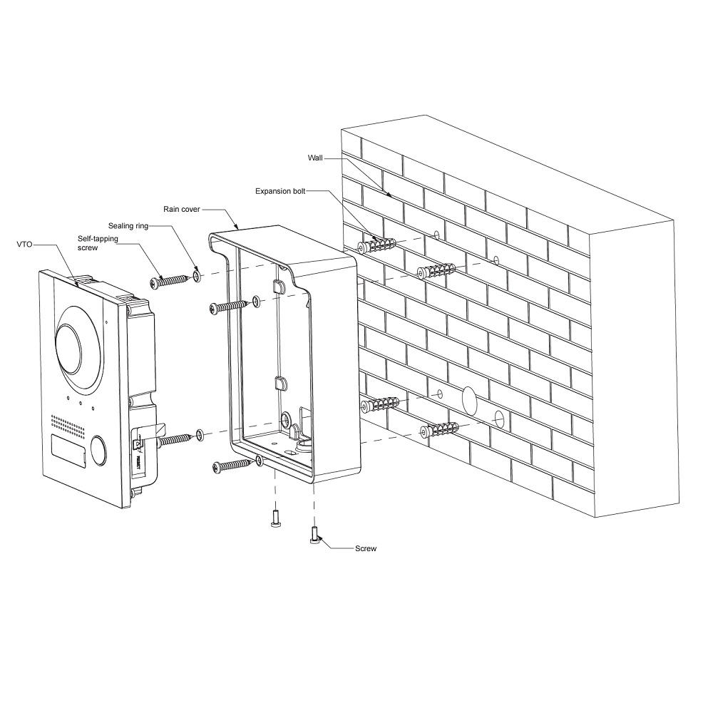 Dahua VTM05R pindpaigalduse adapter-vihmakate VTO2202F-P-S2 video-fonosüsteemi välisosale – pilt 2