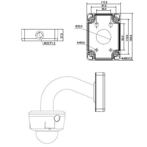 Dahua kaamerate paigaldusalus / ühendusbox PFA120 – pilt 2