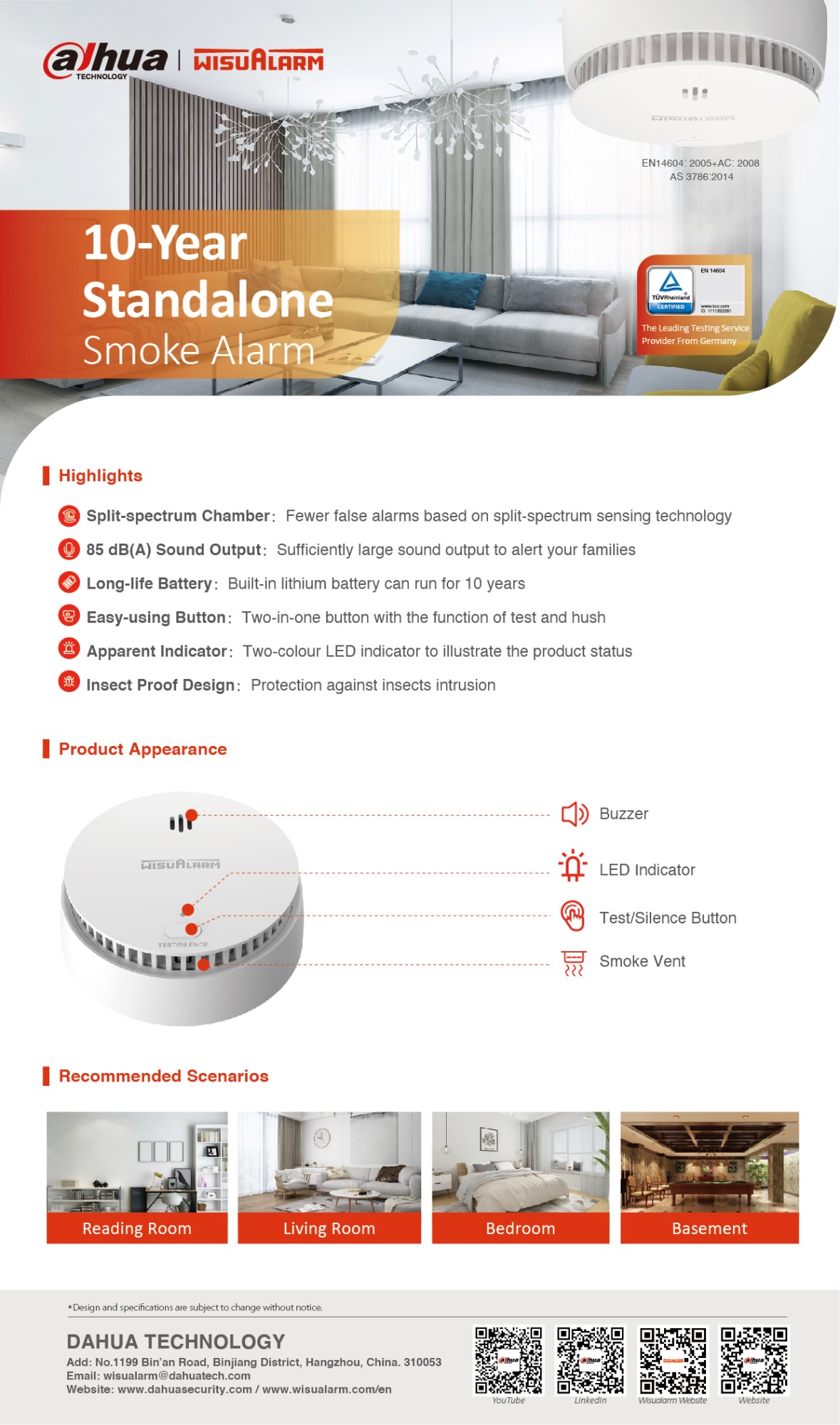 Dahua HY-SA20A Wireless Smoke Alarm – pilt 9