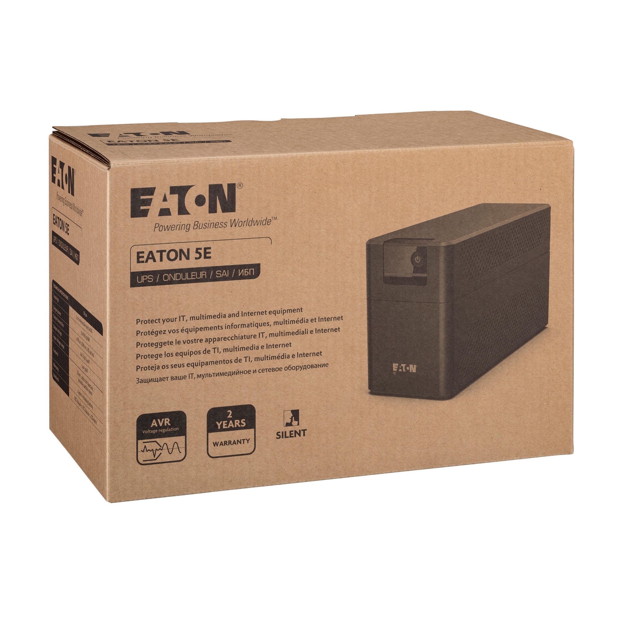 Eaton 5E700D Eaton 5E Gen2 UPS DIN, 700 VA, 360 W, Input: Schuko, Outputs: (2) DIN, Tower – pilt 4